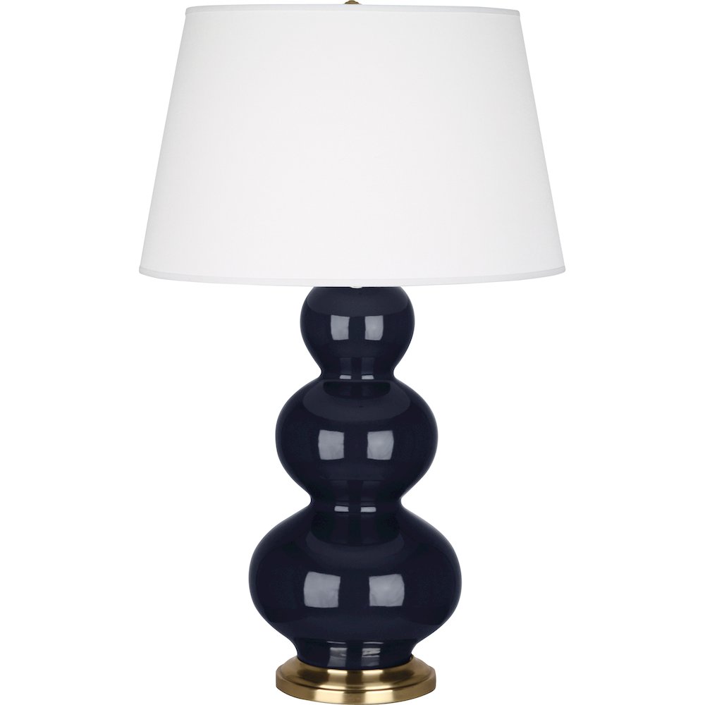 Midnight Triple Gourd Table Lamp in Midnight Blue Glazed Ceramic Color. Picture 1