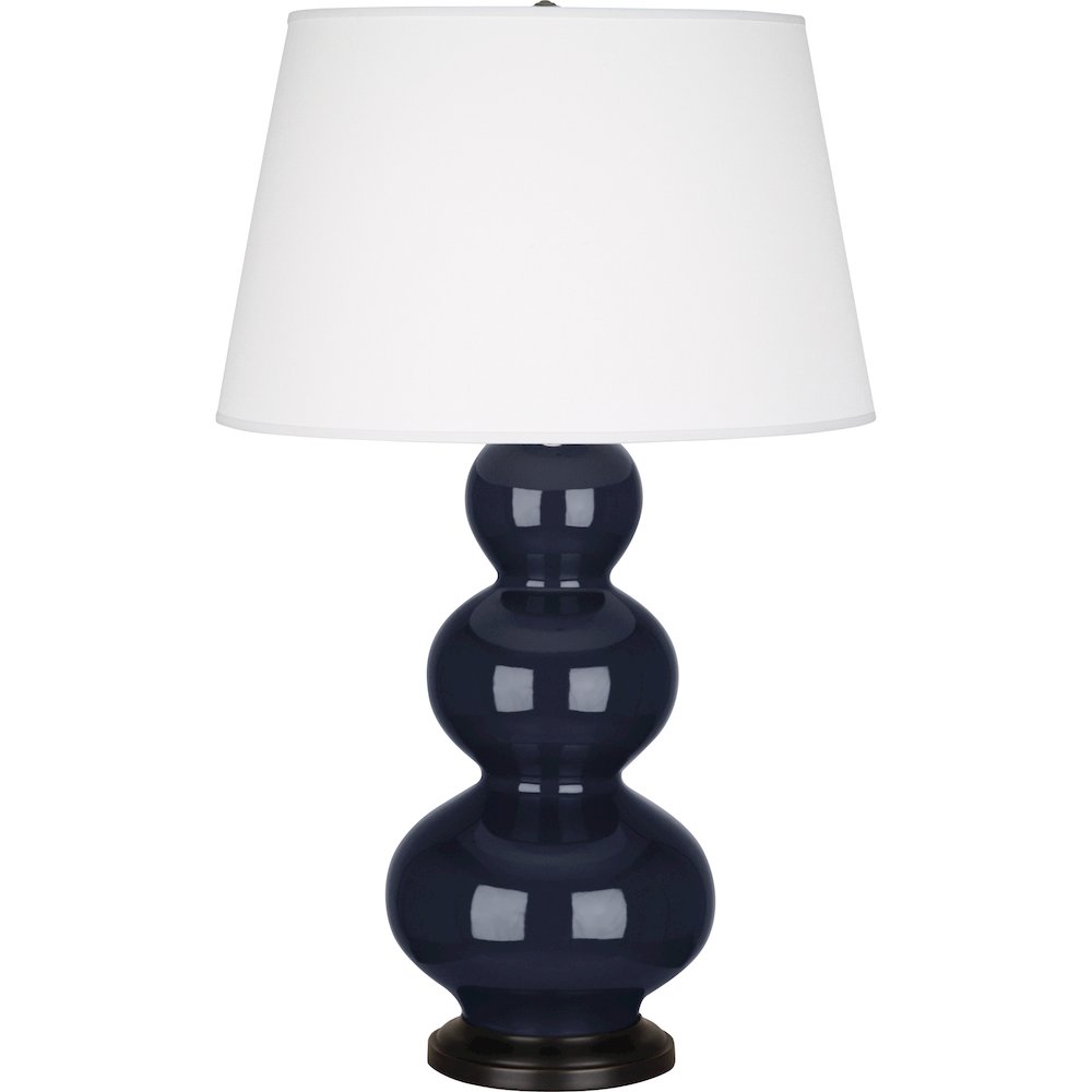 Midnight Triple Gourd Table Lamp in Midnight Blue Glazed Ceramic Color. Picture 1
