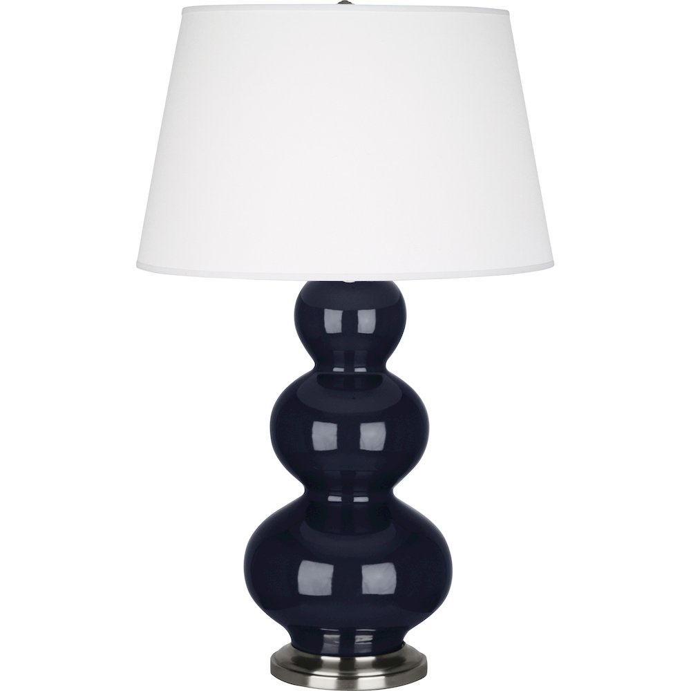 Midnight Triple Gourd Table Lamp in Midnight Blue Glazed Ceramic Color. Picture 1