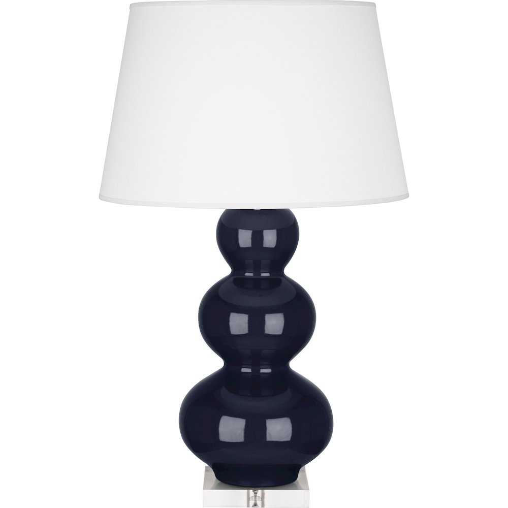 Midnight Triple Gourd Table Lamp in Midnight Blue Glazed Ceramic Color. Picture 1