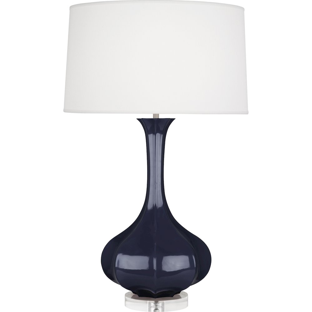 Midnight Pike Table Lamp in Midnight Blue Glazed Ceramic Lucite Base Color. Picture 1
