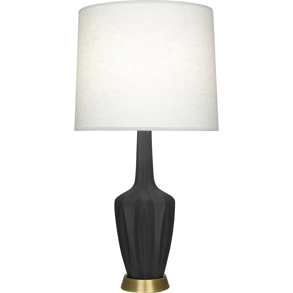 Matte Ash Emma Table Lamp in Matte Ash Glazed Ceramic Color. Picture 1