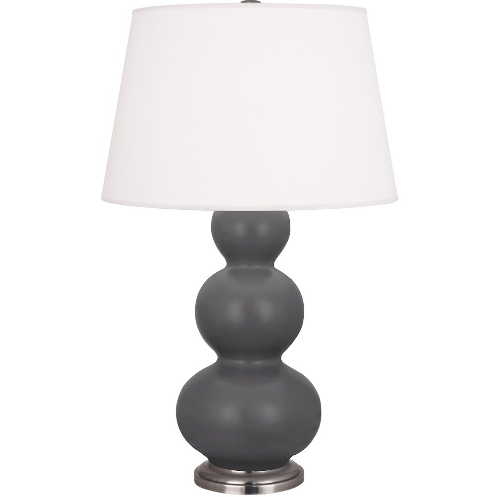 Matte Ash Triple Gourd Table Lamp in Matte Ash Glazed Ceramic Color. Picture 1
