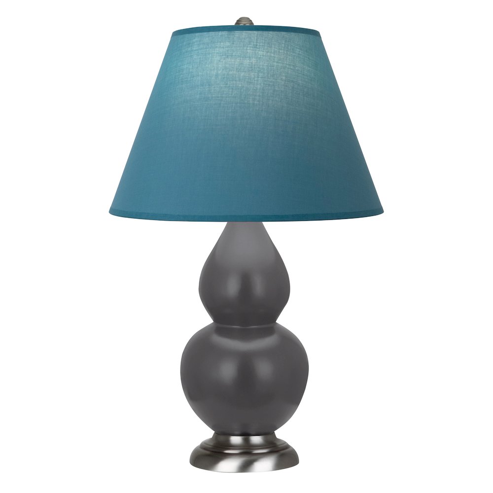 Matte Ash Small Double Gourd Accent Lamp in Matte Ash Glazed Ceramic Color. Picture 1