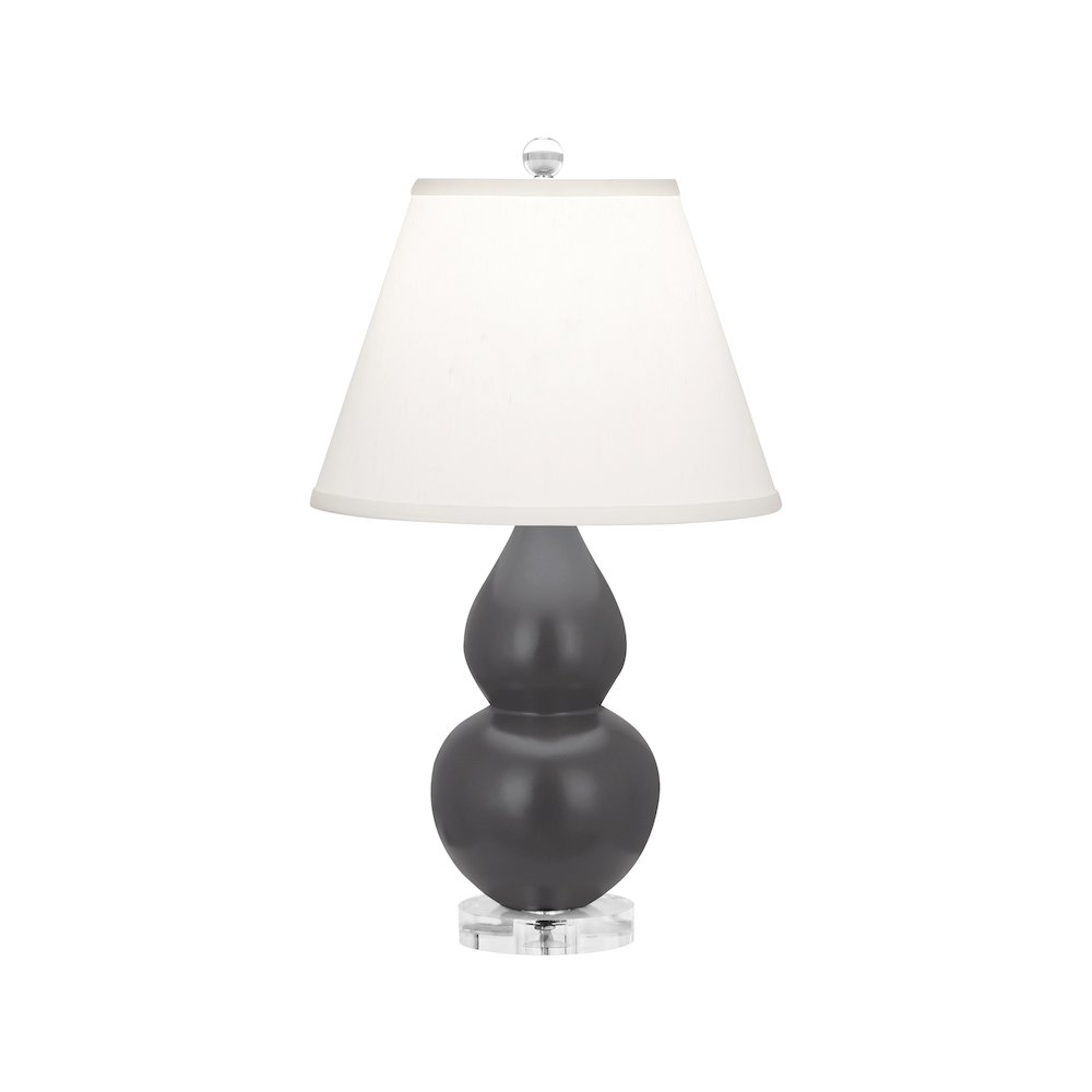 Matte Ash Small Double Gourd Accent Lamp in Matte Ash Glazed Ceramic Color. Picture 1