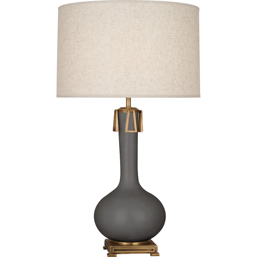 Matte Ash Athena Table Lamp in Matte Ash Glazed Ceramic Color. Picture 1