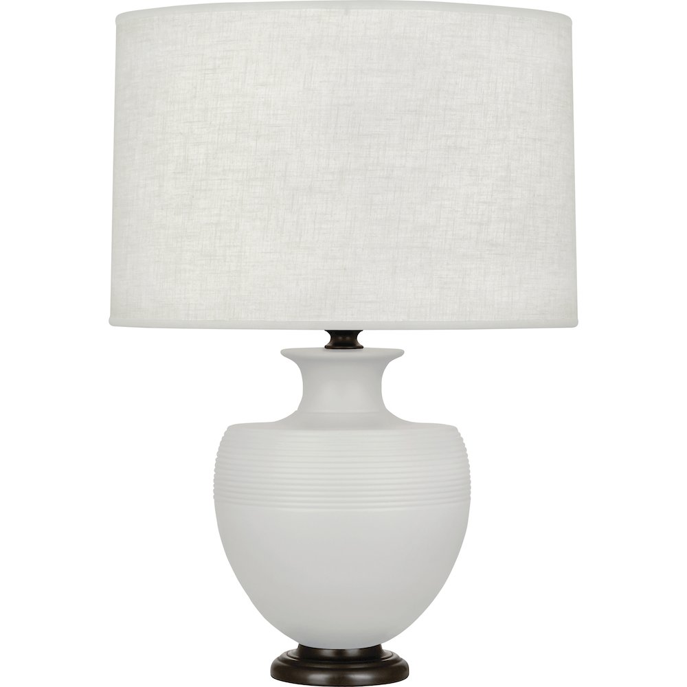 Matte Dove Michael Berman Atlas Table Lamp in Matte Dove Glazed Ceramic Color. Picture 1