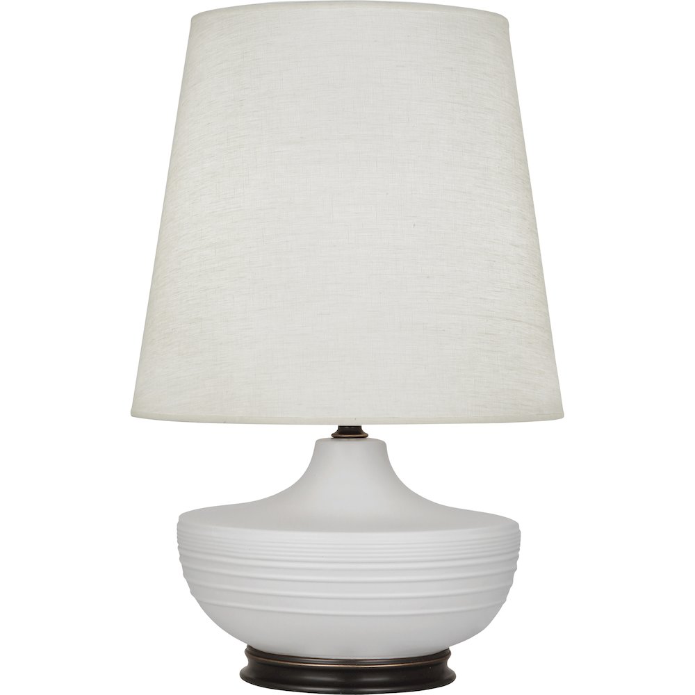 Matte Dove Michael Berman Nolan Table Lamp in Matte Dove Glazed Ceramic Color. Picture 1