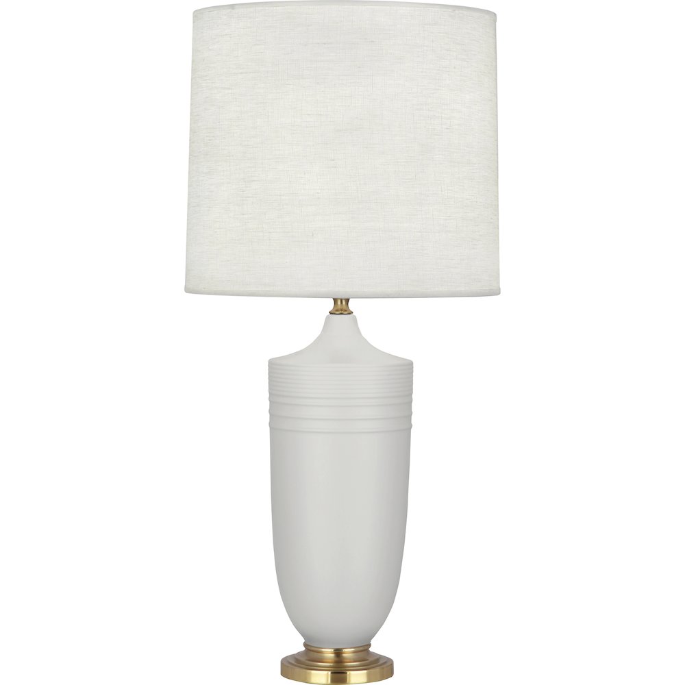 Matte Dove Michael Berman Hadrian Table Lamp in Matte Dove Glazed Ceramic Color. Picture 1