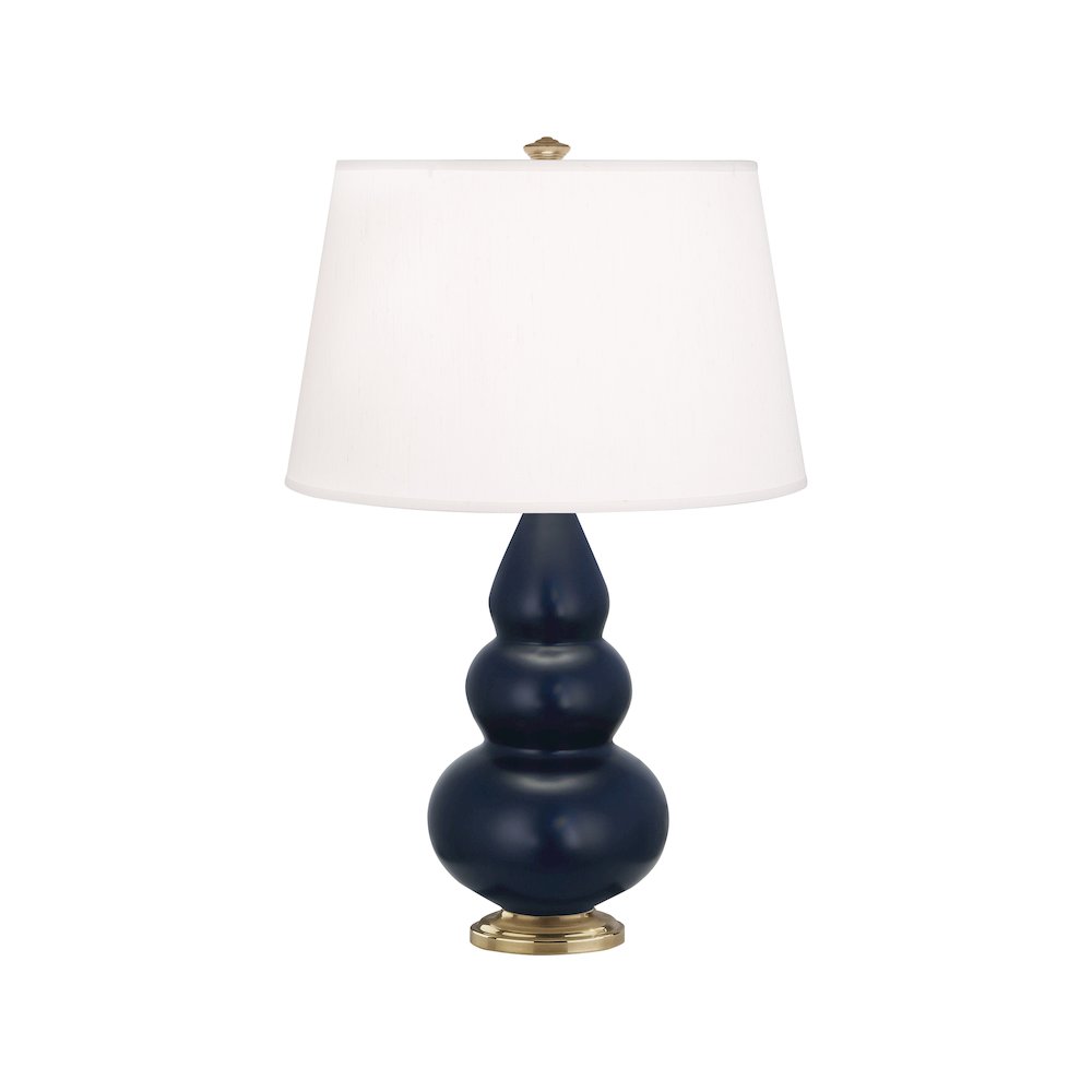 Matte Midnight Blue Small Triple Gourd Accent Lamp. Picture 1