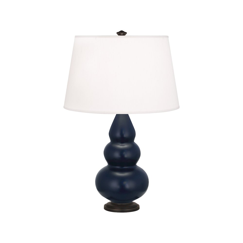 Matte Midnight Blue Small Triple Gourd Accent Lamp. Picture 1