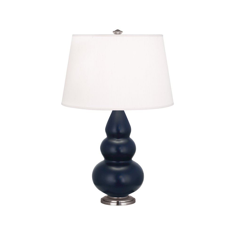 Matte Midnight Blue Small Triple Gourd Accent Lamp. Picture 1