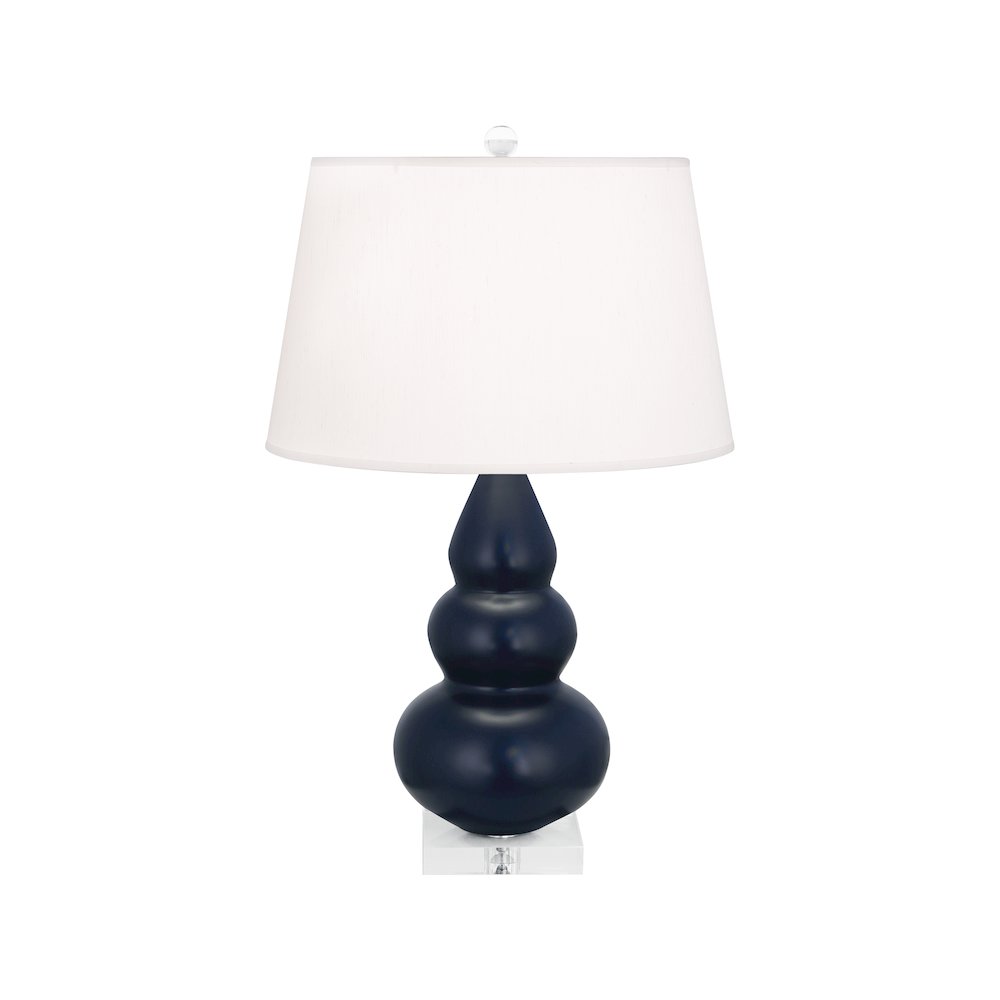 Matte Midnight Blue Small Triple Gourd Accent Lamp. Picture 1