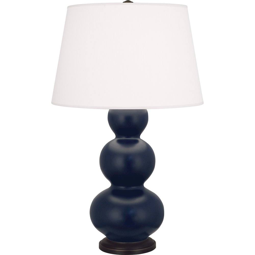 Matte Midnight Blue Triple Gourd Table Lamp. Picture 1