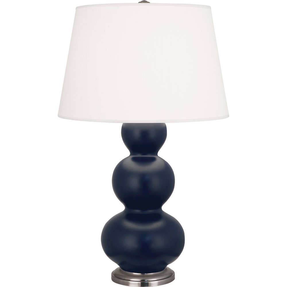 Matte Midnight Blue Triple Gourd Table Lamp. Picture 1