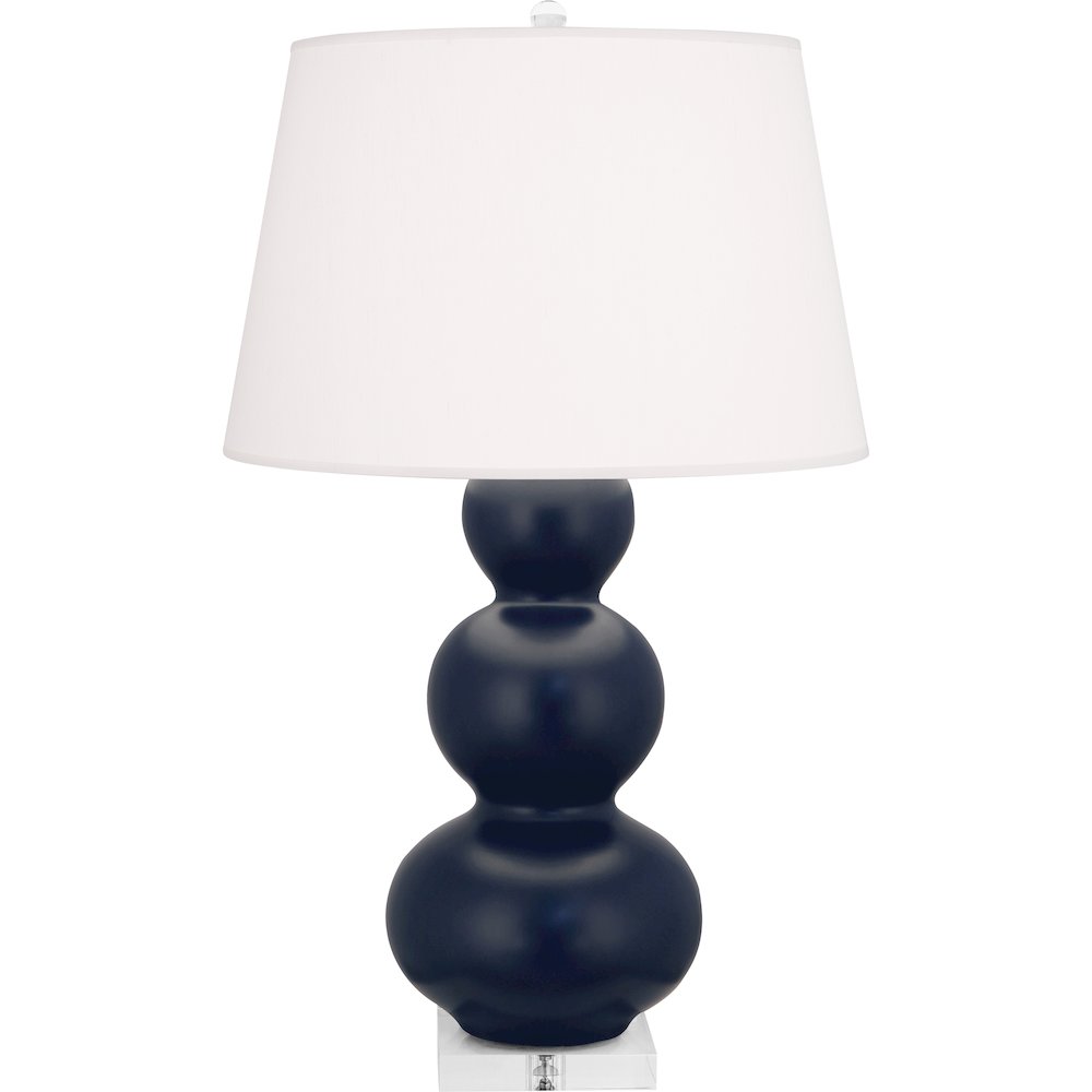 Matte Midnight Blue Triple Gourd Table Lamp. Picture 1