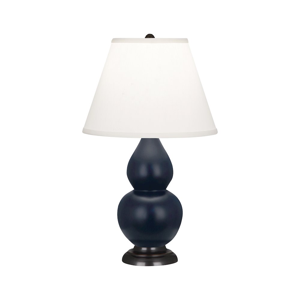 Matte Midnight Blue Small Double Gourd Accent Lamp. Picture 1