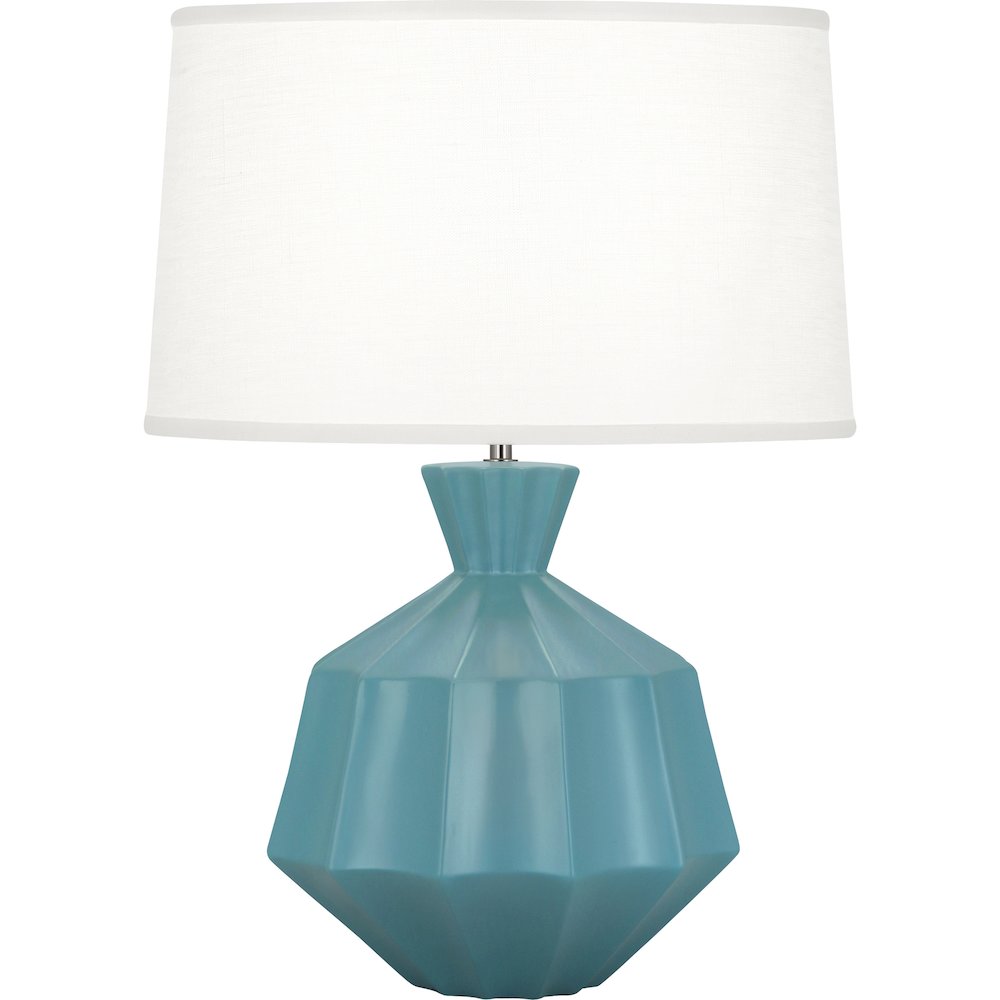 Matte Steel Blue Orion Table Lamp in Matte Steel Blue Glazed Ceramic Color. Picture 1