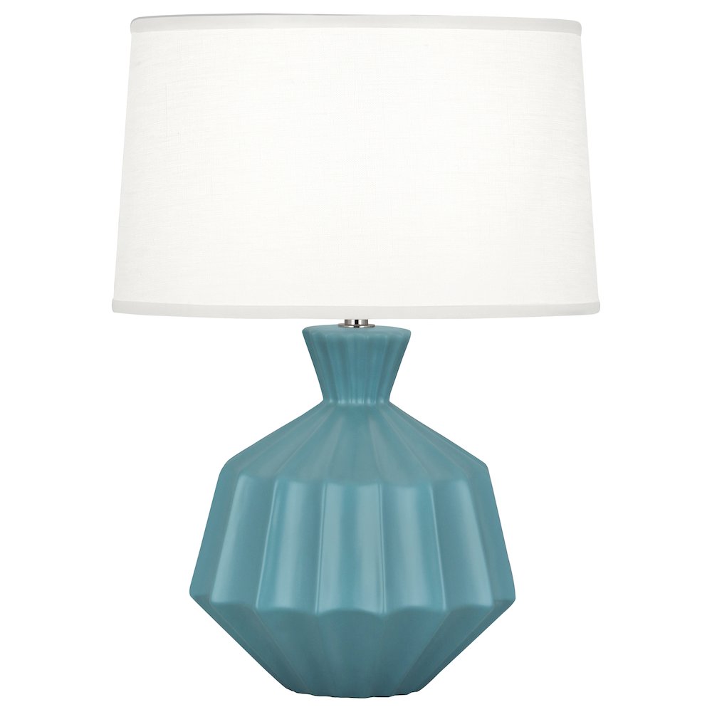 Matte Steel Blue Orion Accent Lamp in Matte Steel Blue Glazed Ceramic Color. Picture 1