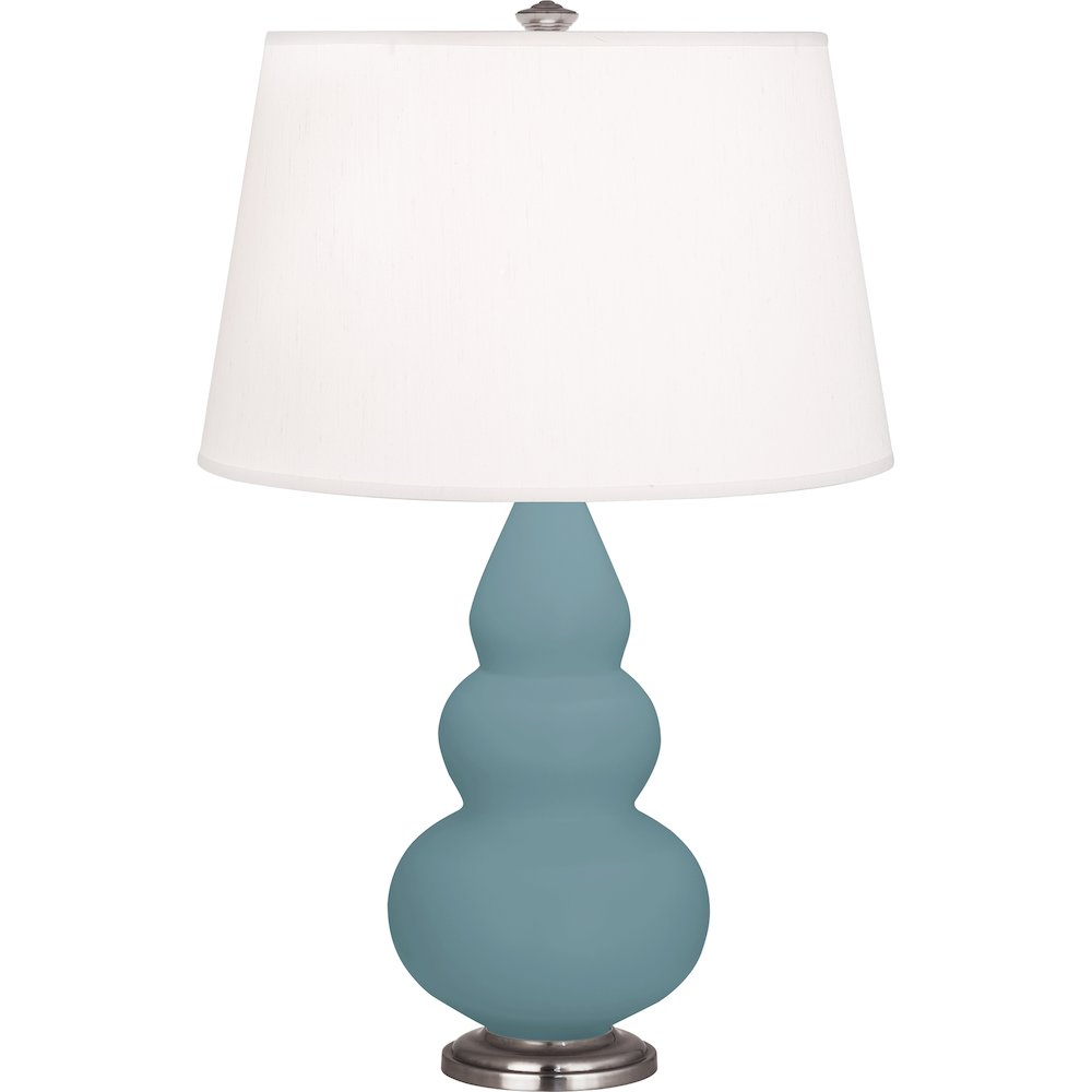 Matte Steel Blue Small Triple Gourd Accent Lamp. Picture 1