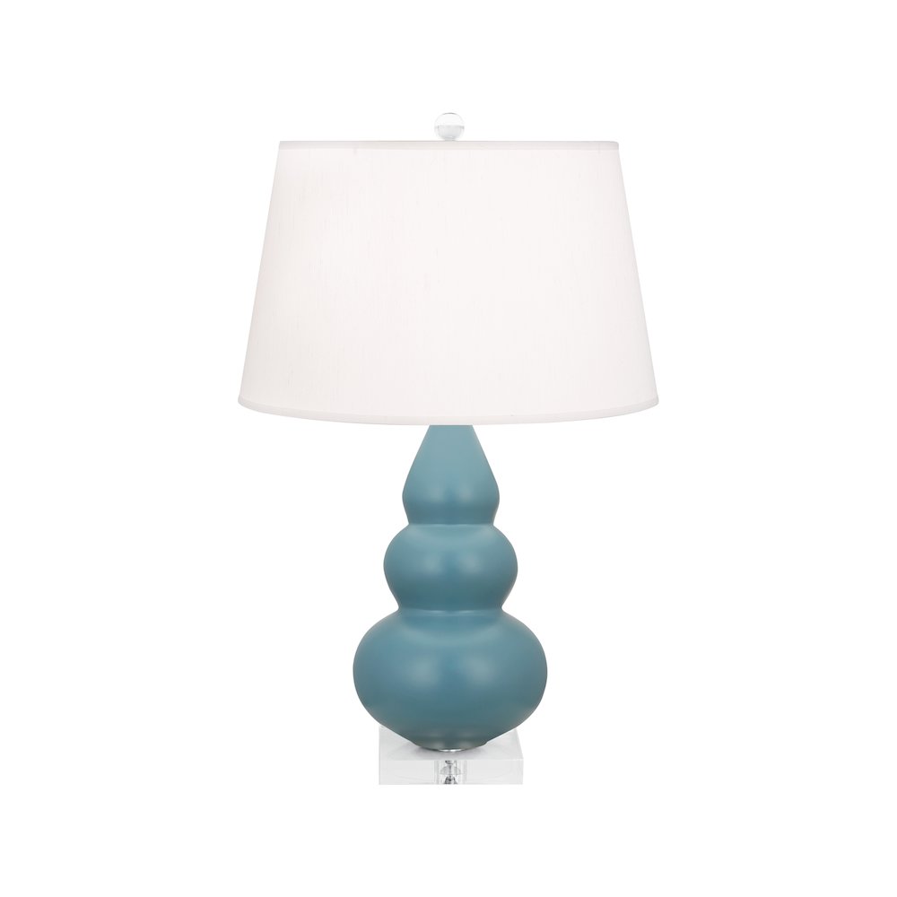 Matte Steel Blue Small Triple Gourd Accent Lamp. Picture 1