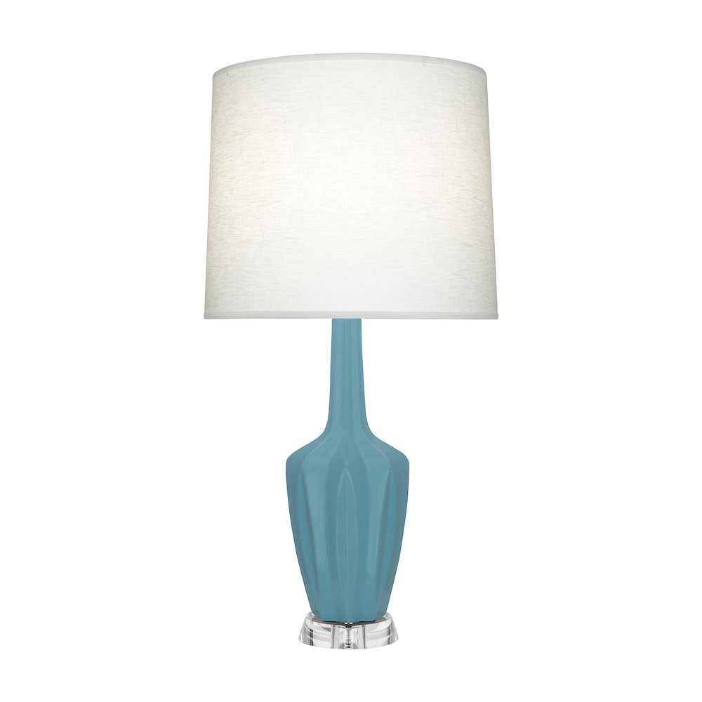 Matte Steel Blue Emma Accent Lamp in Matte Steel Blue Glazed Ceramic Color. Picture 1