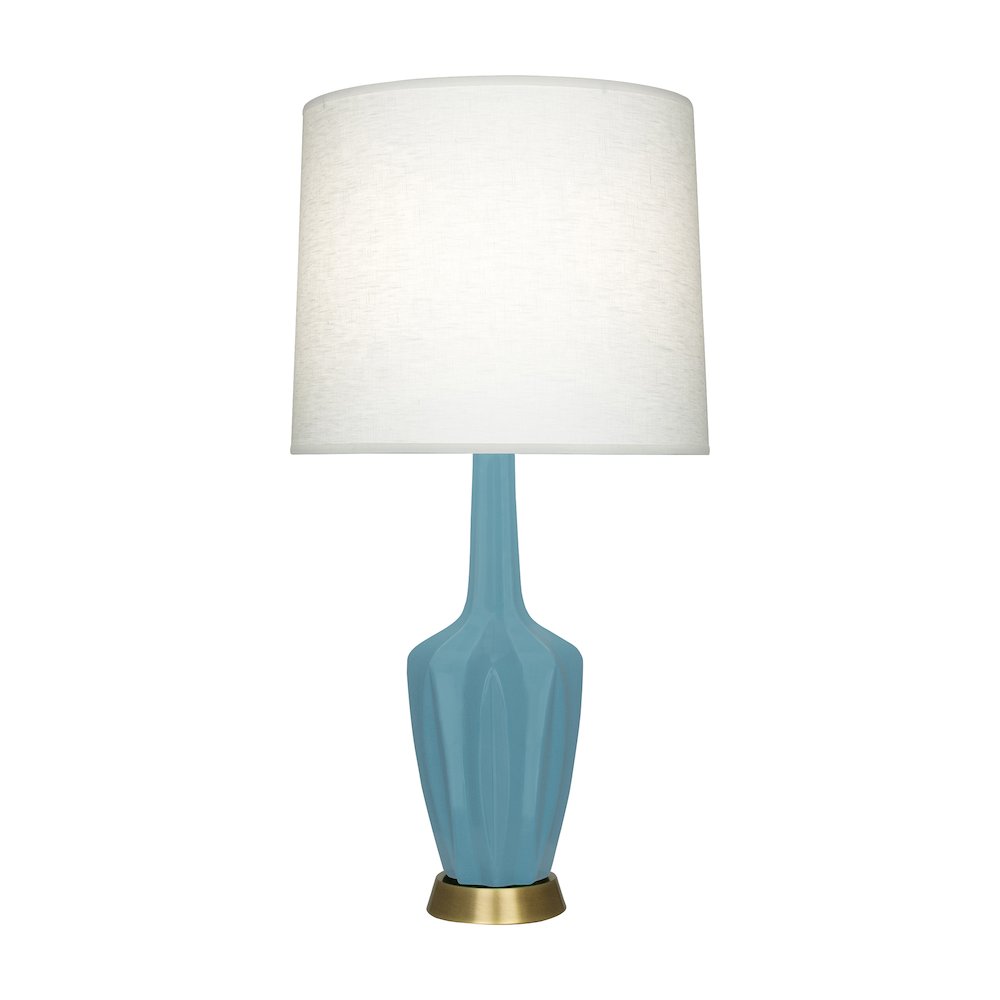 Matte Steel Blue Emma Accent Lamp in Matte Steel Blue Glazed Ceramic Color. Picture 1