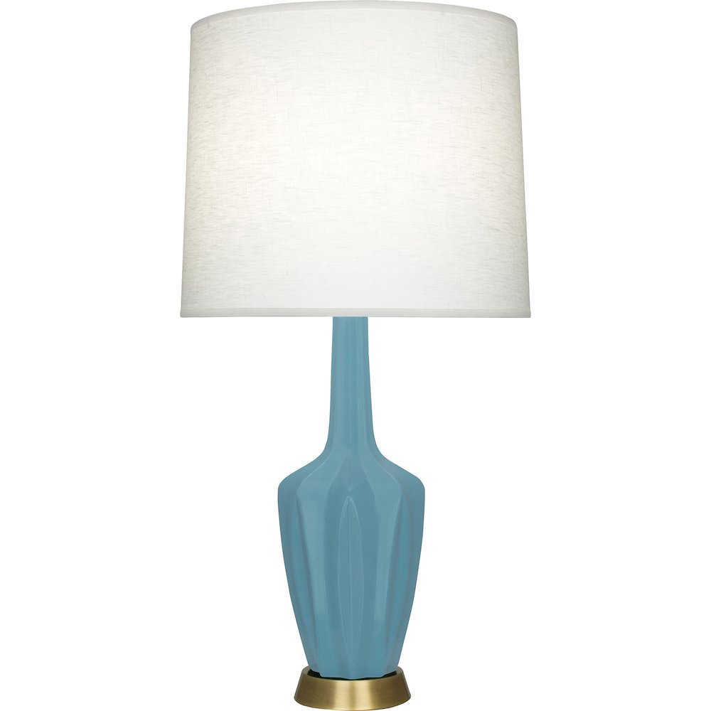 Matte Steel Blue Emma Table Lamp in Matte Steel Blue Glazed Ceramic Color. Picture 1