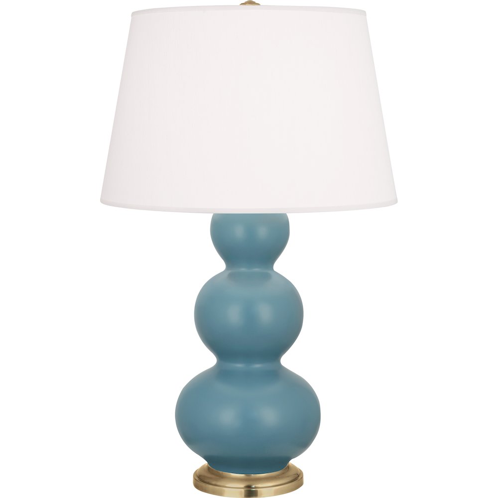 Matte Steel Blue Triple Gourd Table Lamp. Picture 1
