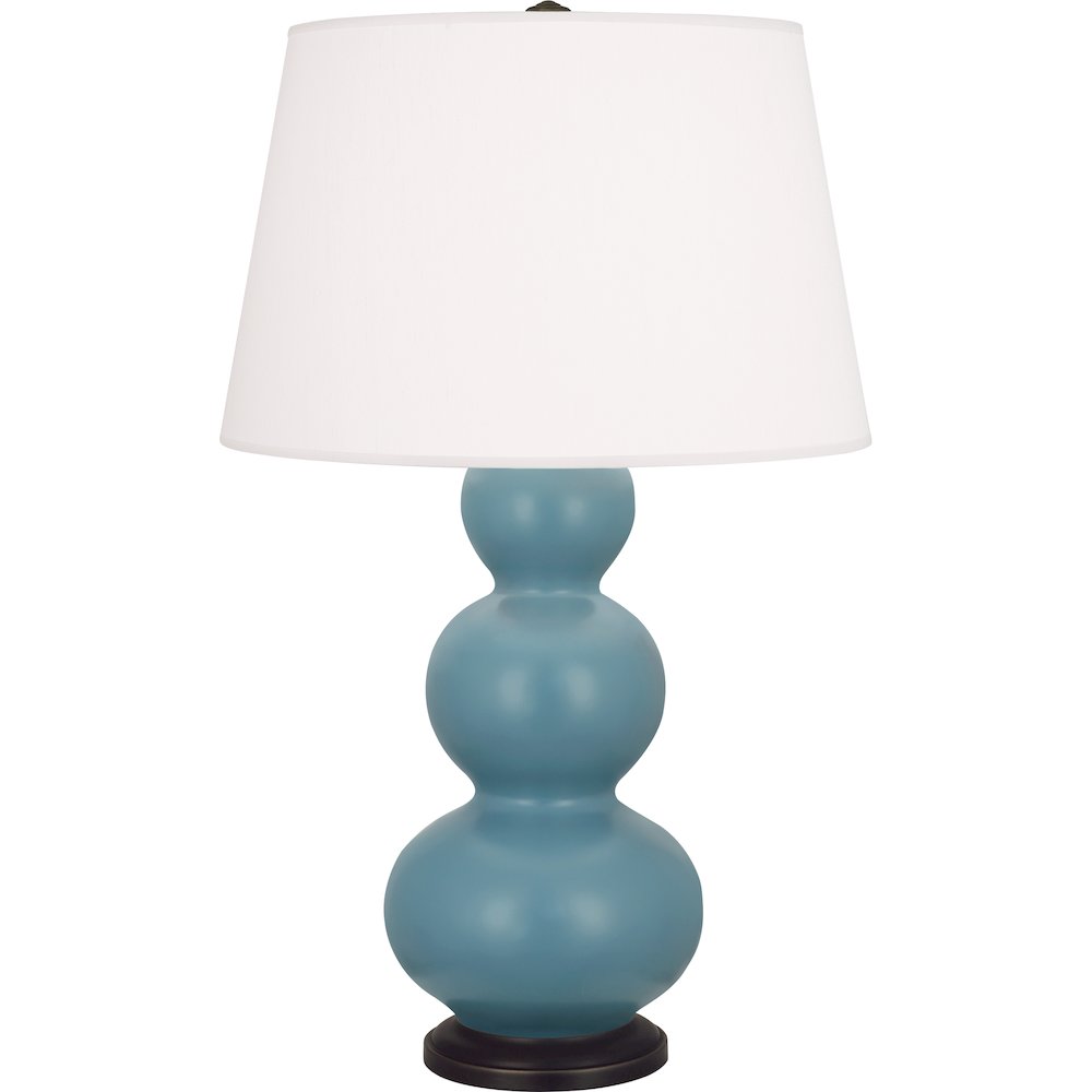 Matte Steel Blue Triple Gourd Table Lamp. Picture 1