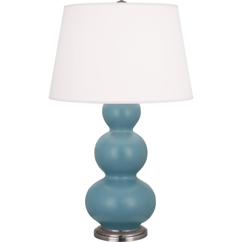 Matte Steel Blue Triple Gourd Table Lamp. Picture 1