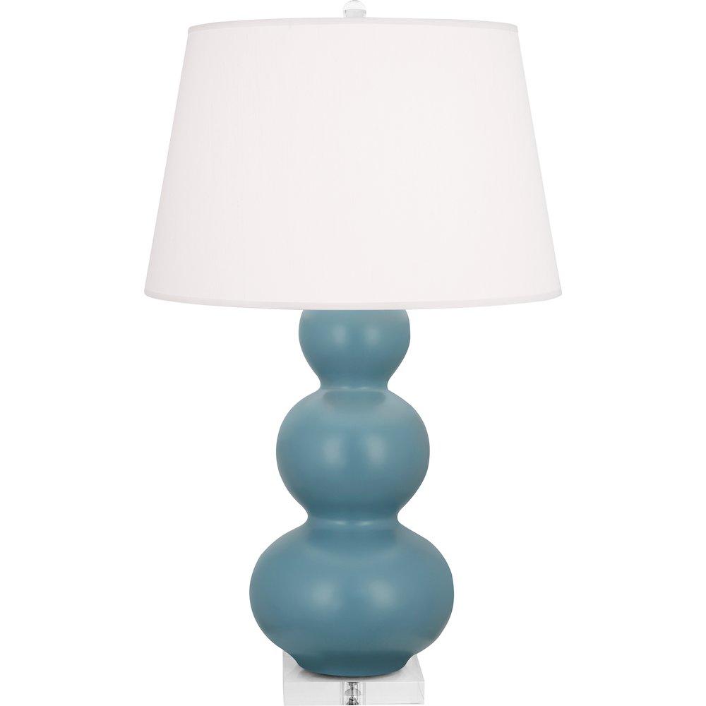 Matte Steel Blue Triple Gourd Table Lamp. Picture 1