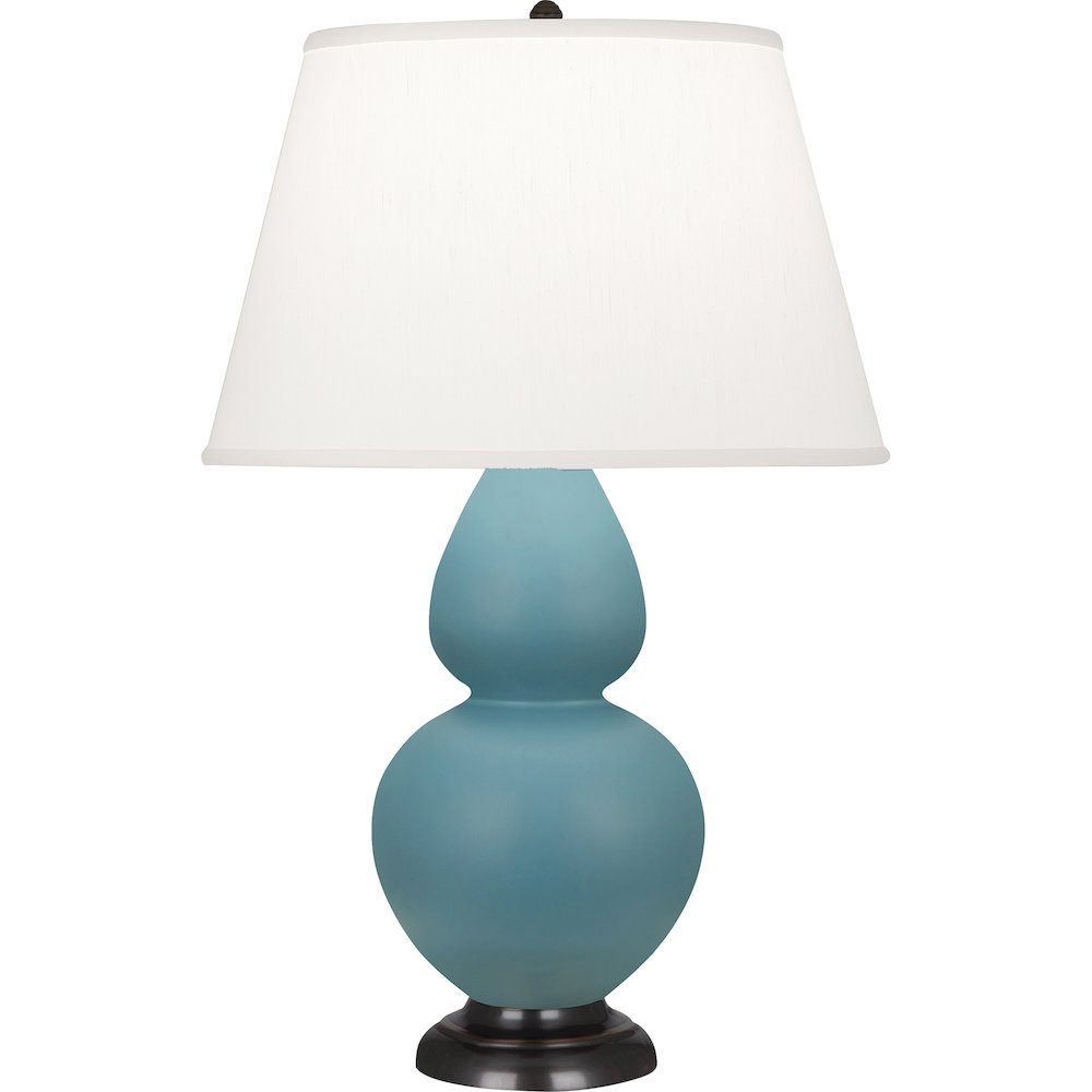 Matte Steel Blue Double Gourd Table Lamp. Picture 1