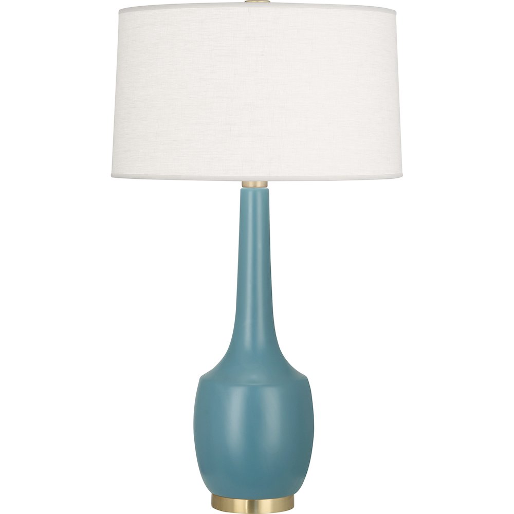 Matte Steel Blue Delilah Table Lamp in Matte Steel Blue Glazed Ceramic Color. Picture 1