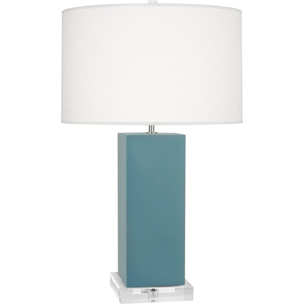 Matte Steel Blue Harvey Table Lamp in Matte Steel Blue Glazed Ceramic Color. Picture 1
