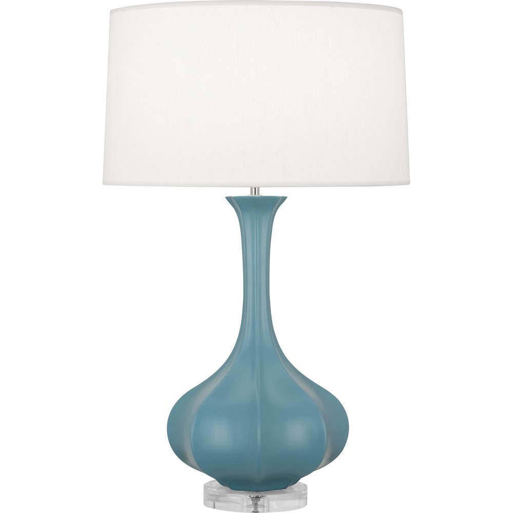 Matte Steel Blue Pike Table Lamp in Matte Steel Blue Glazed Ceramic Color. Picture 1
