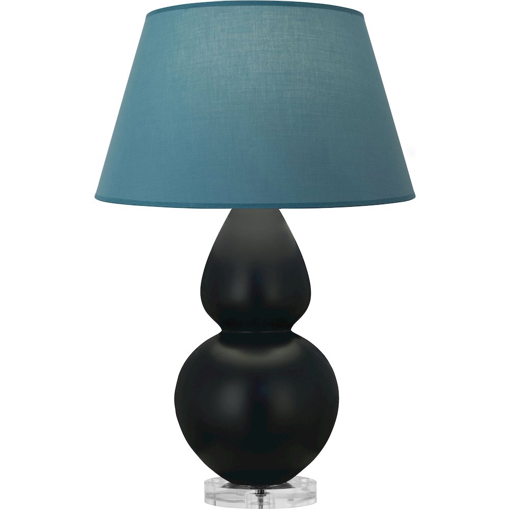 Matte Obsidian Double Gourd Table Lamp in Matte Obsidian Glazed Ceramic Color. Picture 1