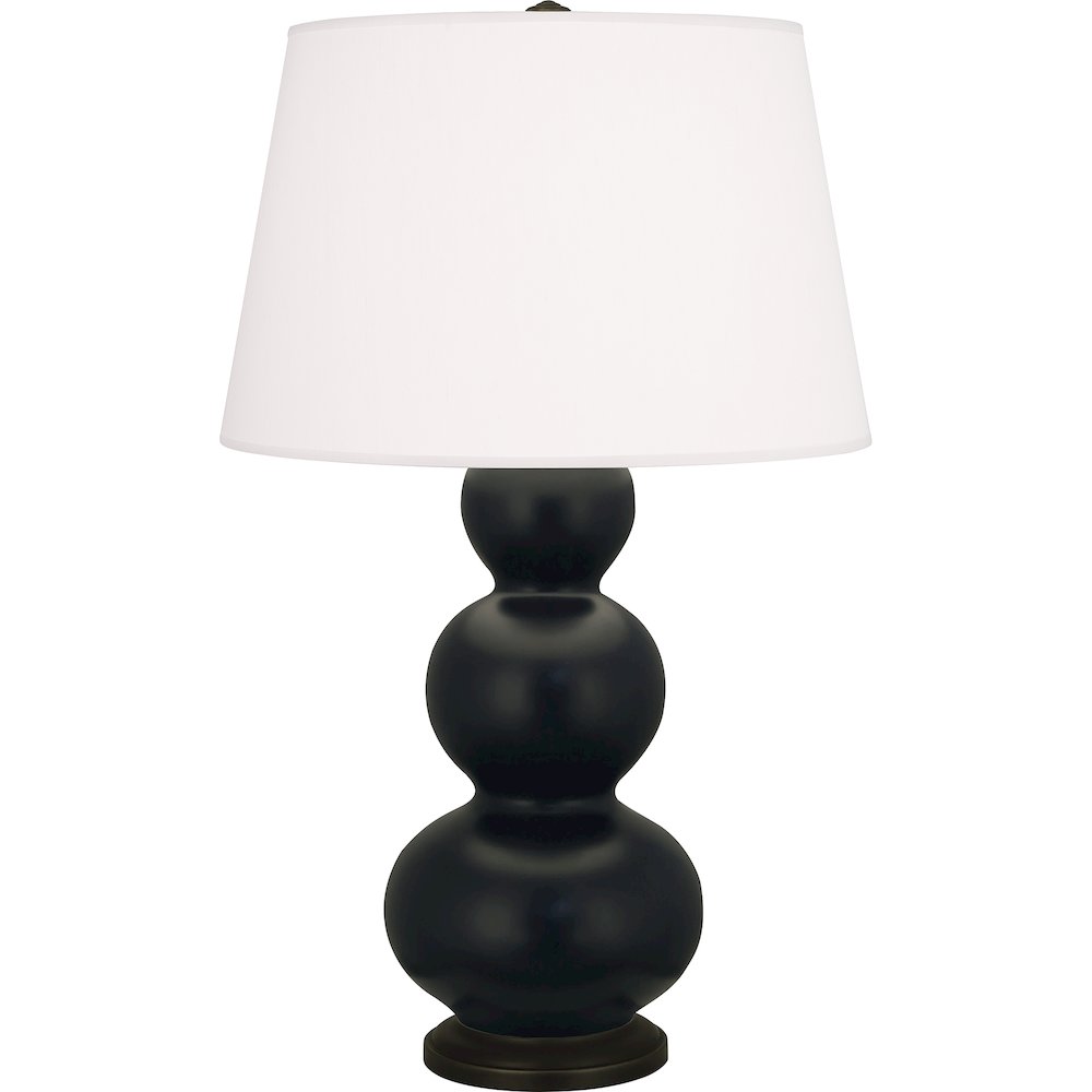 Matte Obsidian Triple Gourd Table Lamp in Matte Obsidian Glazed Ceramic Color. Picture 1