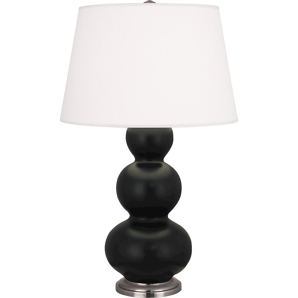 Matte Obsidian Triple Gourd Table Lamp in Matte Obsidian Glazed Ceramic Color. Picture 1
