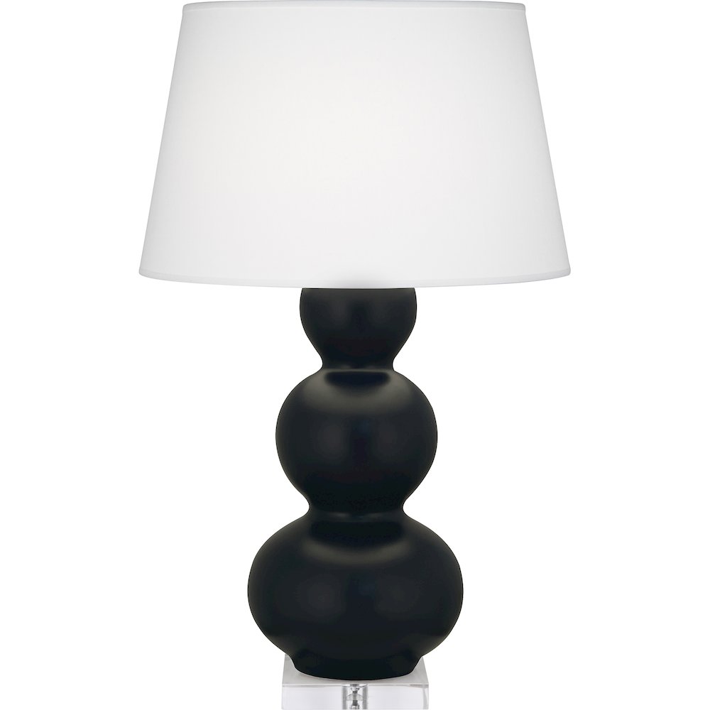 Matte Obsidian Triple Gourd Table Lamp in Matte Obsidian Glazed Ceramic Color. Picture 1