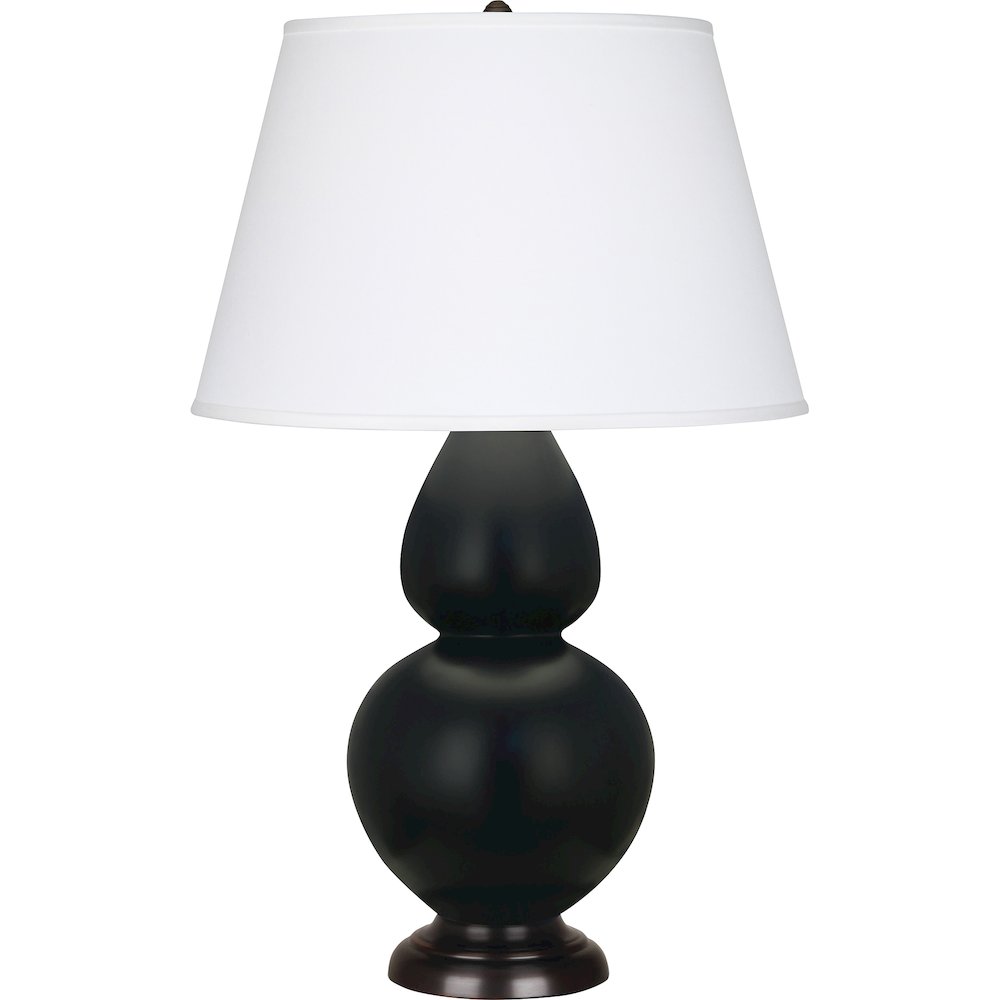 Matte Obsidian Double Gourd Table Lamp in Matte Obsidian Glazed Ceramic Color. Picture 1