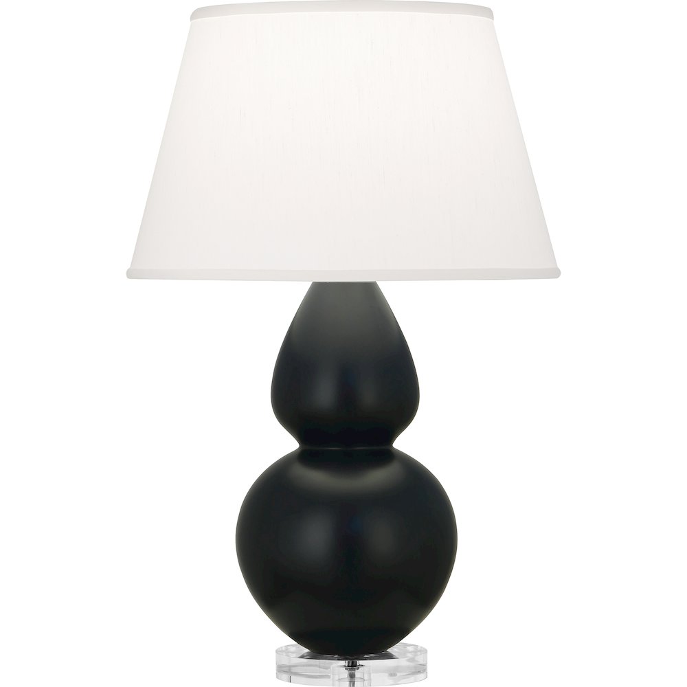 Matte Obsidian Double Gourd Table Lamp in Matte Obsidian Glazed Ceramic Color. Picture 1