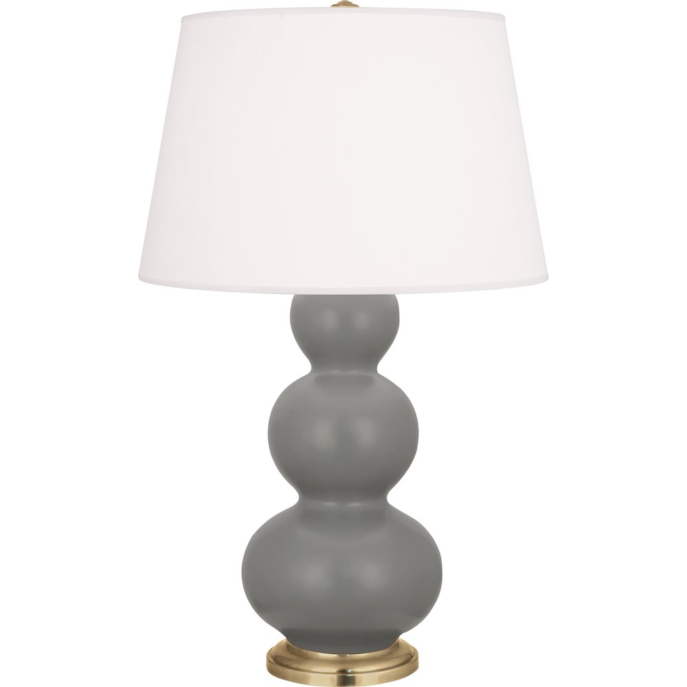 Matte Smokey Taupe Triple Gourd Table Lamp. Picture 1