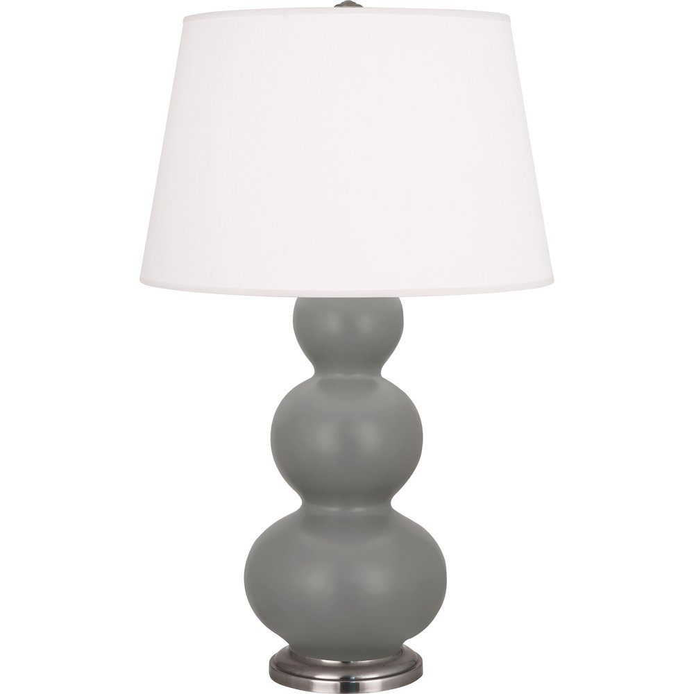 Matte Smokey Taupe Triple Gourd Table Lamp. Picture 1