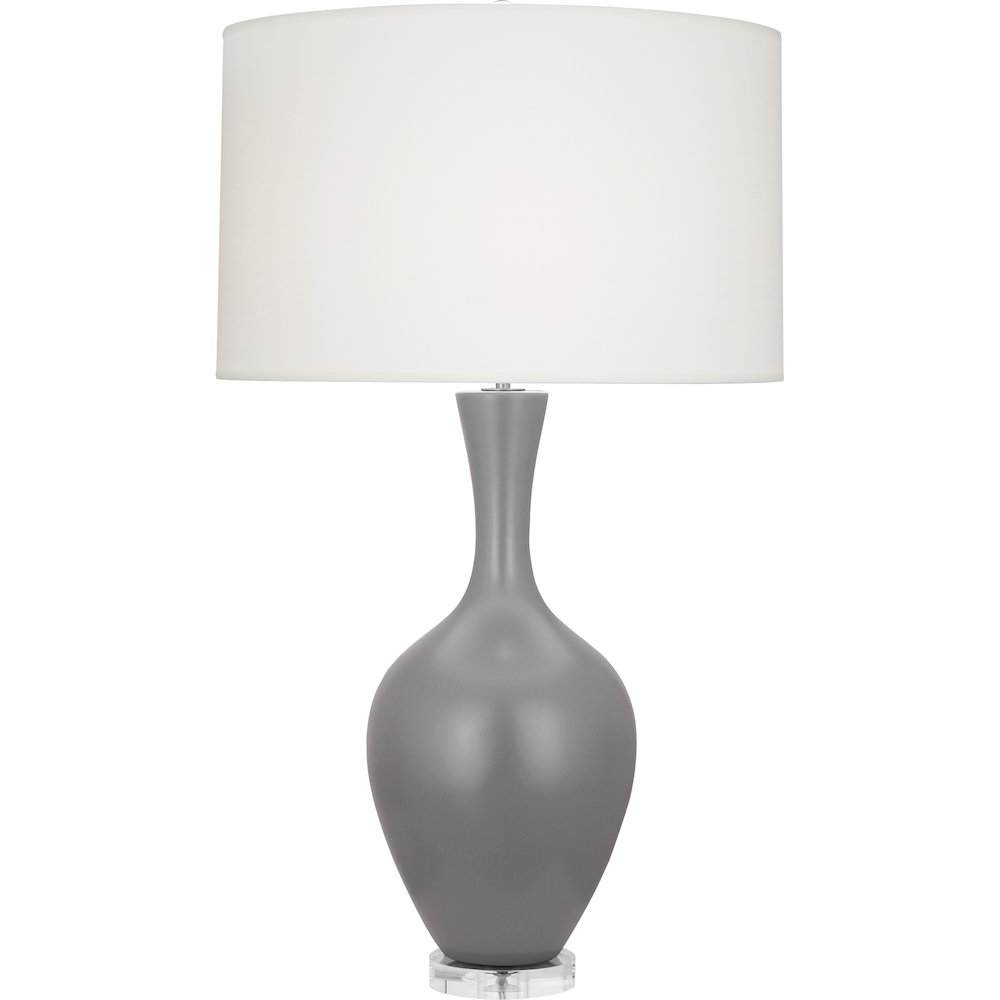 Matte Smokey Taupe Audrey Table Lamp in Matte Smokey Taupe Glazed Ceramic Color. Picture 1