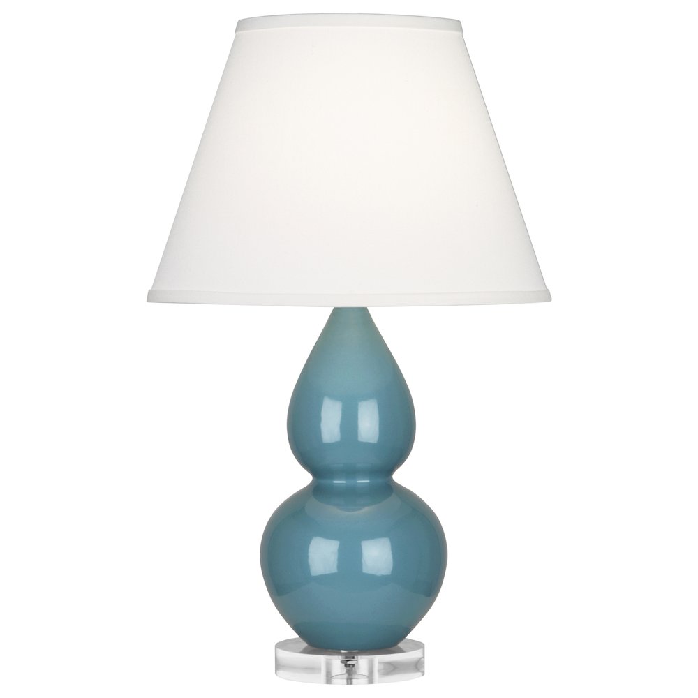 Steel Blue Small Double Gourd Accent Lamp in Steel Blue Glazed Ceramic Color. Picture 1