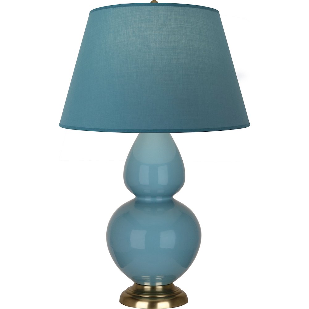 Steel Blue Double Gourd Table Lamp in Steel Blue Glazed Ceramic Color. Picture 1