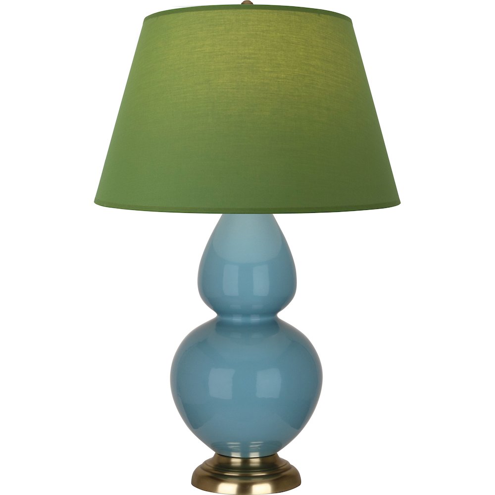 Steel Blue Double Gourd Table Lamp in Steel Blue Glazed Ceramic Color. Picture 1