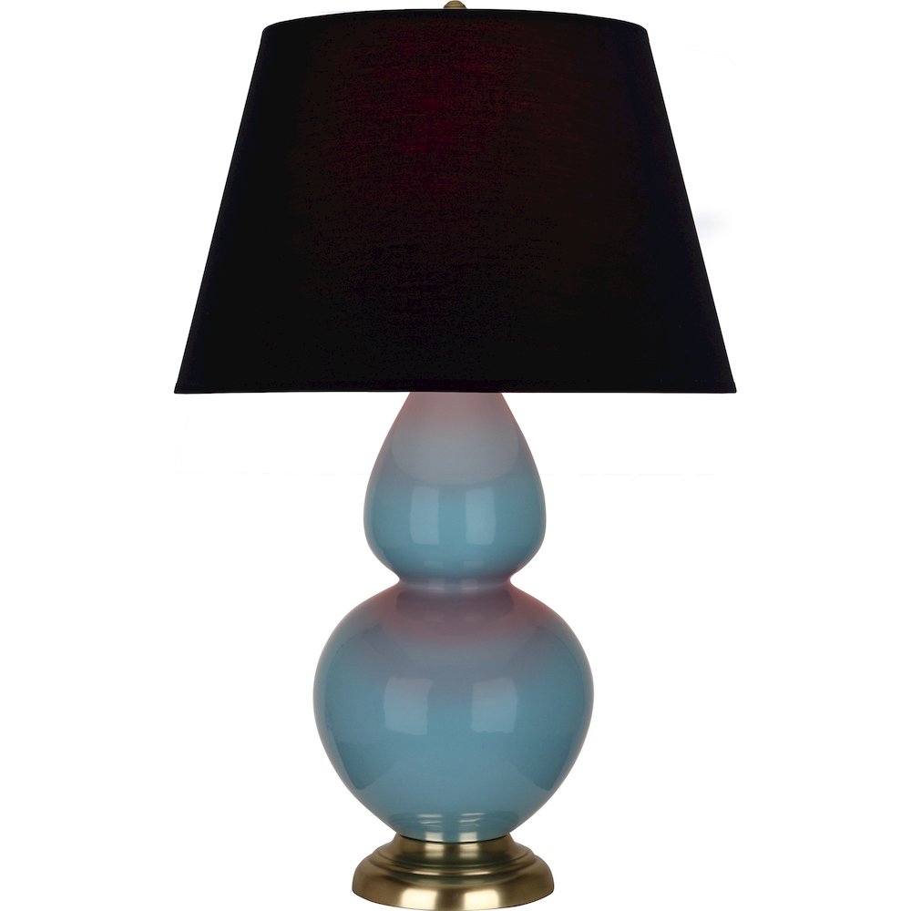Steel Blue Double Gourd Table Lamp in Steel Blue Glazed Ceramic Color. Picture 1