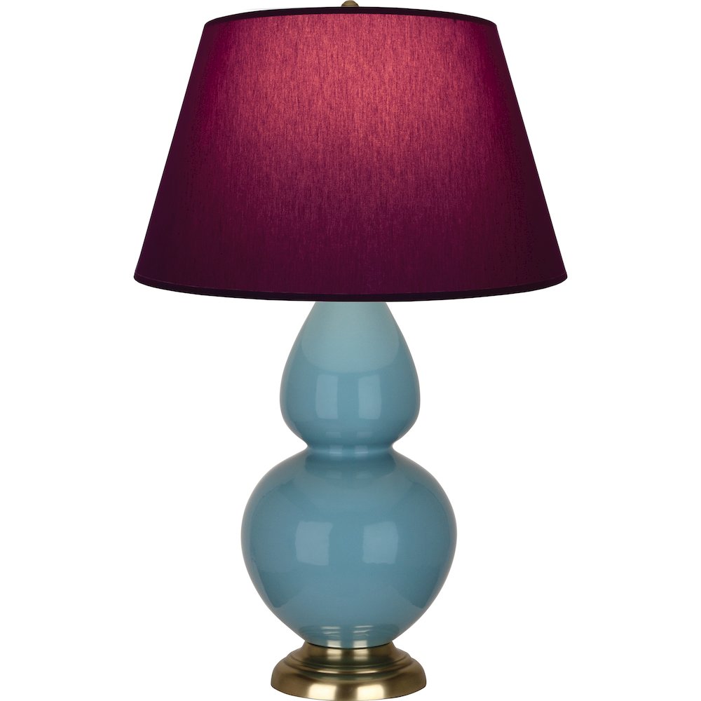 Steel Blue Double Gourd Table Lamp in Steel Blue Glazed Ceramic Color. Picture 1